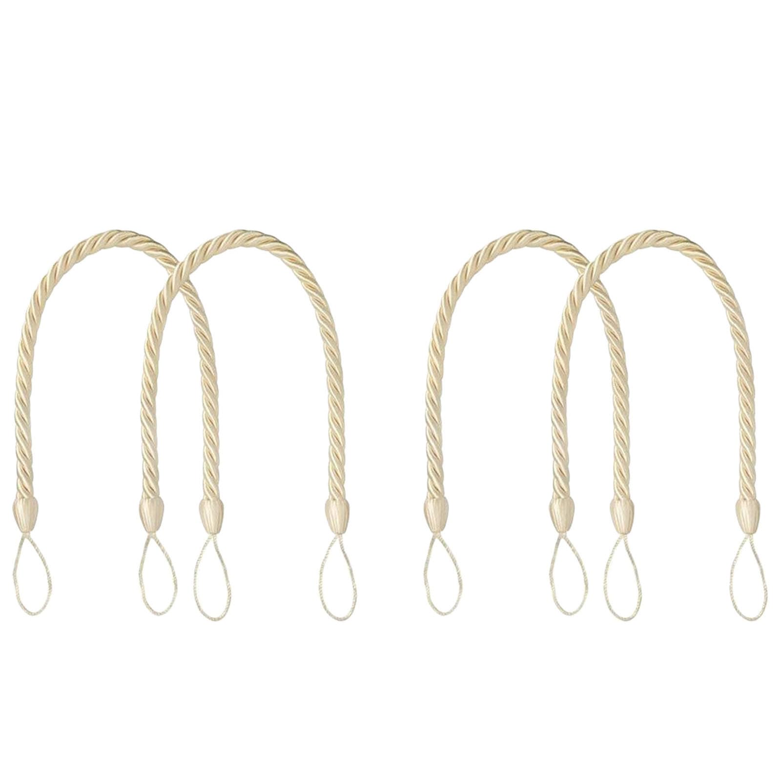 4Pack Natural Cotton Rope Curtain Tiebacks Handwovens Bohos Styles Decorative Drape Holdbacks for Home and Drapery Decorative Curtain Holders