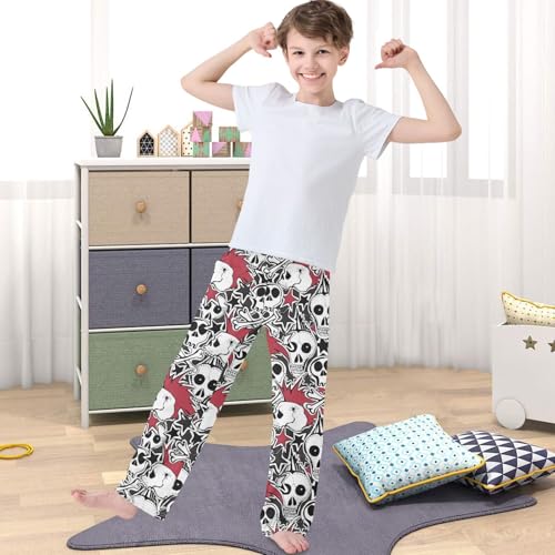 Boy's Pants Skull Guitar Rock Jogger Pants Elastic Waist Long Bottoms Trousers with Pockets 6-14 Years4