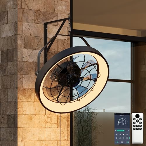 Lanxithen 20' Wall Mount Fan with Light | Plug in -...
