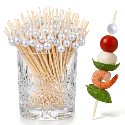Elegant Pearl Bamboo Cocktail Picks