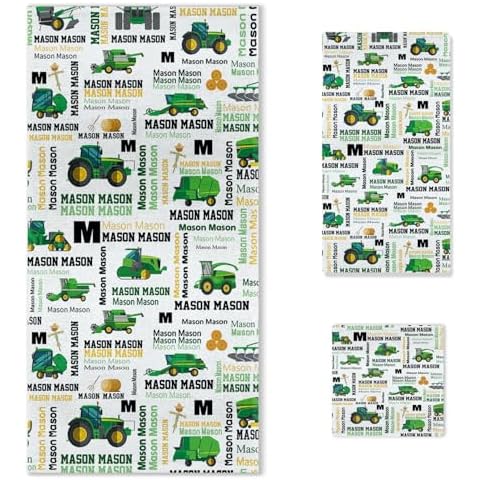 Duckbe Monogrammed Tractor Towel Set Cover