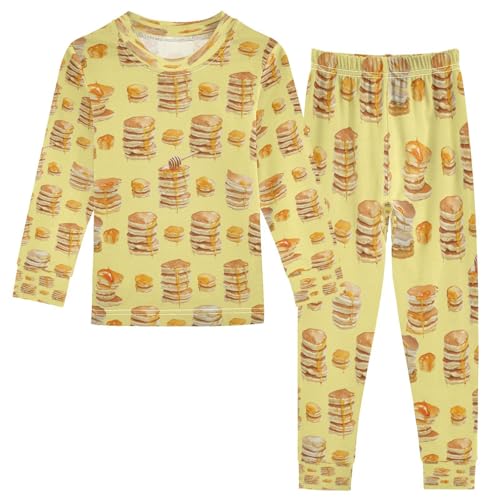 Pajama Sets Long Sleeve Food Pancakes and Honey Soft Comfy Sleepwear 2 Piece PJS 3-8T