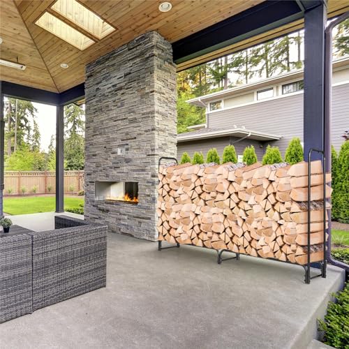 GiantexUK 4FT/5FT/6FT/8FT Firewood Rack with Waterproof Cover, Metal Log Storage Rack Holder with Vent and Handle, Indoor Outdoor Fireplace Wood Storage Shelf Stand for Garden Backyard (240x35x123cm) GiantexUK 4FT/5FT/6FT/8FT Firewood Rack with Waterproof Cover, Metal Log Storage Rack Holder with Vent and Handle, Indoor Outdoor Fireplace Wood Storage Shelf Stand for Garden Backyard (240x35x123cm)
