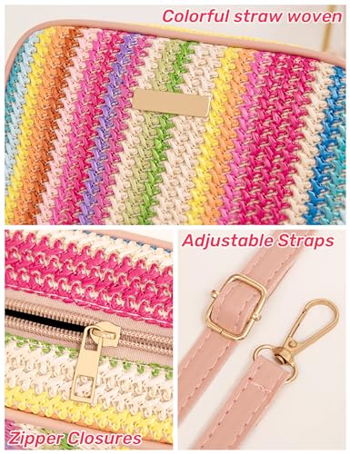 Straw Crossbody Bag Small Woven Purse for Women Cute Beach Shoulder Handbag Spring Summer Trendy4