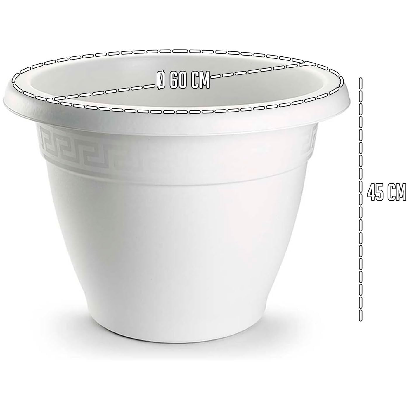 Acan Tradineur - Pack de 2 Macetas Redondas Terracota - Fabricado en Plástico -Macetero Apto para Exterior e Interior del hogar - Ø 60 cm - Color Blanco