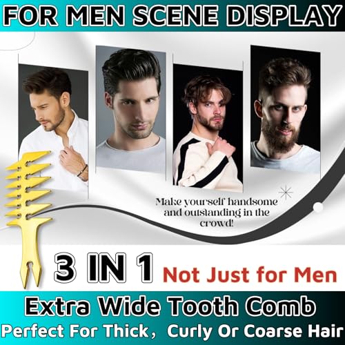 Peine de Dientes Anchos para Hombre para Estilo y Textura miniatura 3