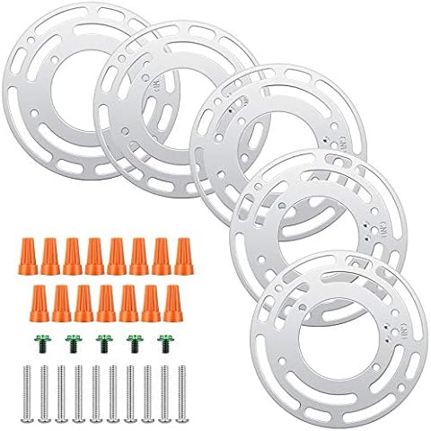 Pelopy 5 Pack Universal Light Fixture Mounting Bracket 4 Inch Diameter Steel Fixture Crossbar Round Light Crossbar Mounting Bracket with Screws and Nuts for Wall Lamp , Close to Ceiling Lamp Cover