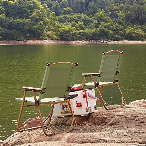 Portable Folding Outdoor Camping Chair Beach Chair With Wooden Handle, Stable Portable Compact For Outdoor Camp, Travel, Beach, Picnic, Hiking, Supports 330Lbs (Khaki Medium Size) #TOP3