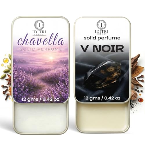 Image of IDITRI EXPORT Solid Perfume |V Noir&Chavella Alcohol Free Wax Perfume Balm, Long Lasting | Pocket Tin 12g, Pack Of 2| Non Greasy Smooth Glide, Travel Friendly Men And Women