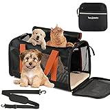 Hanjo Pets Large Cat Carrier 18 lbs - Pet Carrrier Bag - Soft Sided Breathable Mesh Pet Travel Carrier for Dogs, Portable Collapsible Top Loading Big Cat Carrier, Folding Dog Soft-Sided Carrier, Black