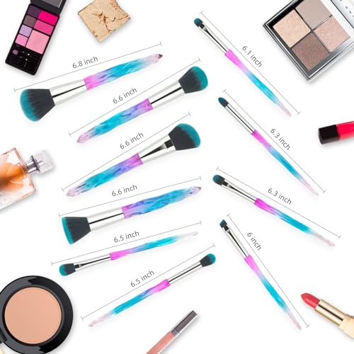 G-Texnik TGM00339001 Makeup Brushes, 10Pcs Professional Cosmetic Brush Set Special Shiny Foundation Face Powder Brush Eyeshadows Blending Blush Brushes Colorful Plastic Handle thumb #4