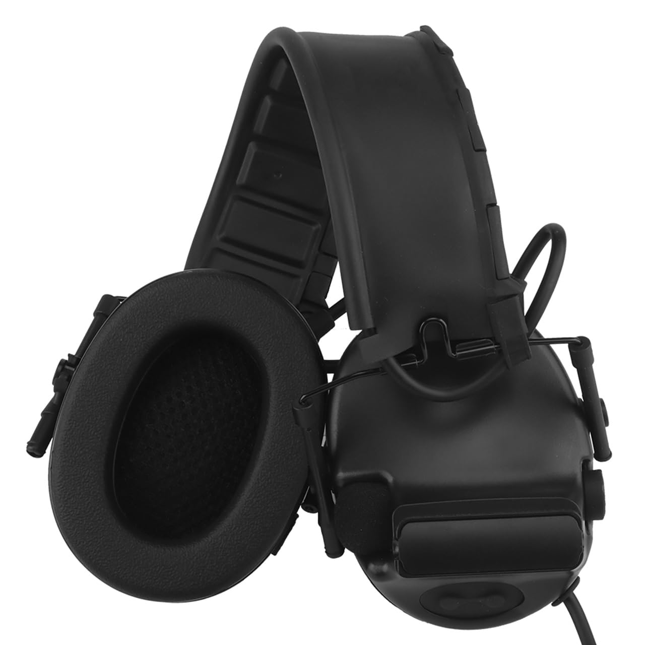 Casque Tactique Pliable avec Micro Détachable & Commandes Gantées - Coussinets Mémoire Anti-Bruit pour Airsoft/Extérieur (sans ANC)
