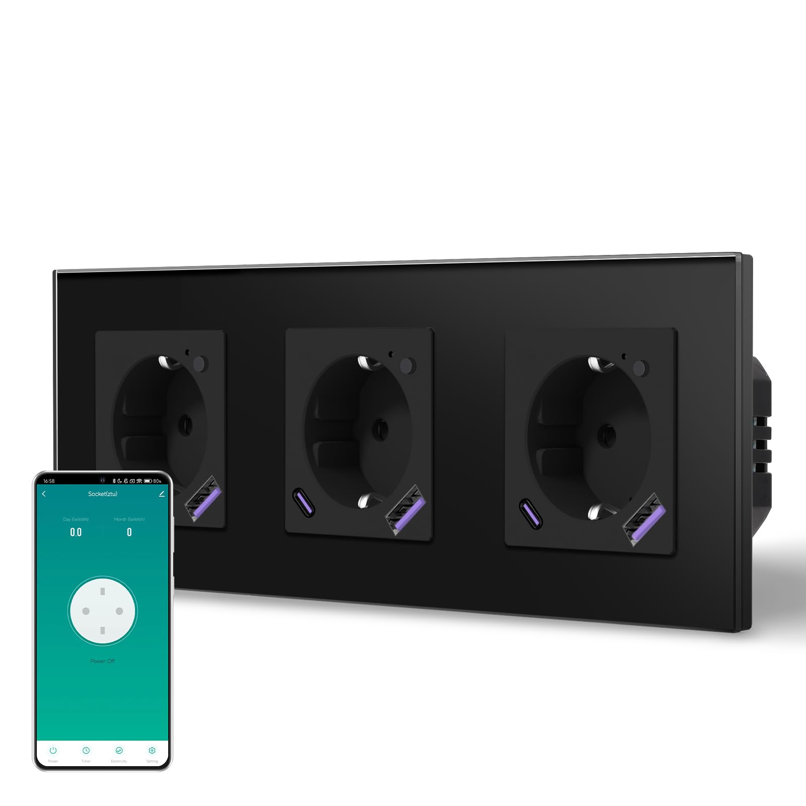 BSEED Enchufe Inteligente con 20W USB y Tipo C,Mate Enchufe Pared Wifi con Medidor Consumo,Control Remoto por APP & Voz,Requiere Cable Neutro,1 Enchufe,Blanco 86mm — view 22
