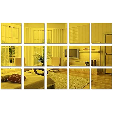 Acrylic Mirror Sticker Sheet Wall Decor (Gold) Cover