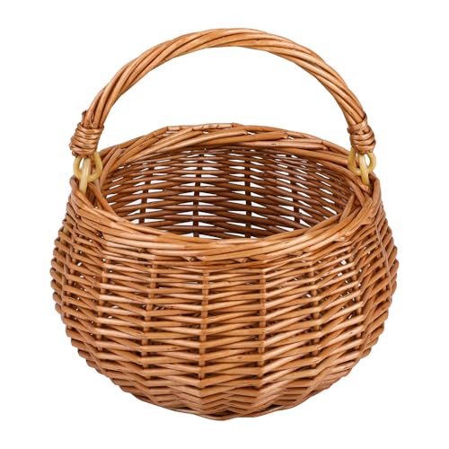 UoeRing Small Gift Wicker Picnic Basket with Handle Willow Flower Girl Basket for Wedding Easter Basket Mini and Cute Wicker Storage BasketHome and Garden Decor.Natural Color