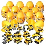 JOYIN 12 Pcs Prefilled Easter Eggs with Construction Vehicles Building Blocks