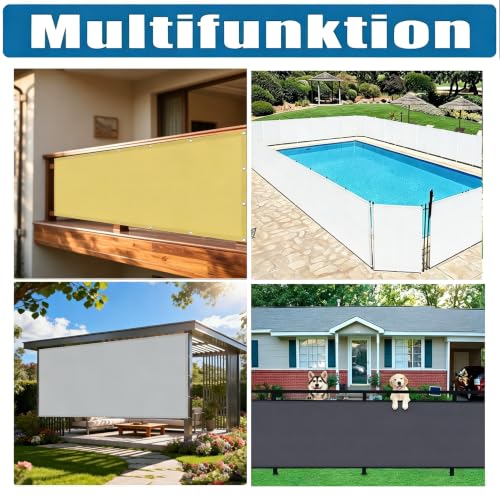 Brise vue balcon extérieur imperméable coupe-vent gris clair 7m - 7