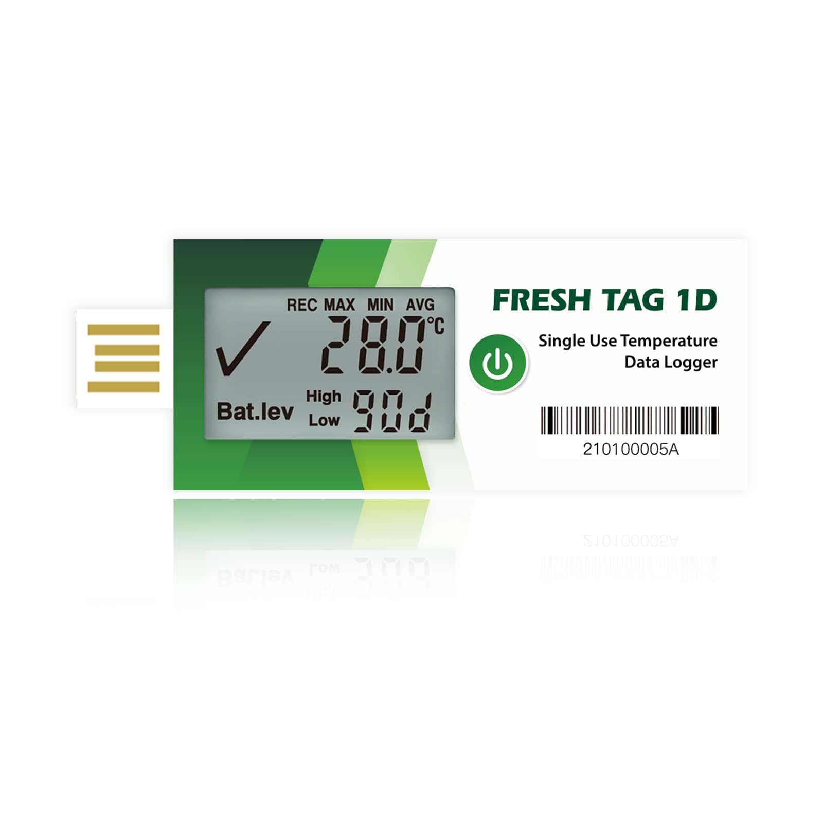 Freshliance Temperatur Datenlogger mit großem LCD-Bildschirm, 30000 Messwerte hohe Genauigkeit Einweg-Temperaturrecorder mit PDF&CSV-Berichte 120 Tage 1 Packung, Fresh Tag 1D
