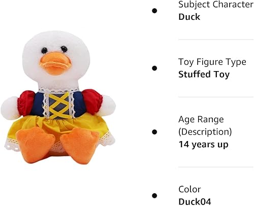 Miniatura 6 de ELAINREN Bonito juguete de peluche de princesa de pato, disfraz de Halloween, peluche de pájaro de peluche de ganso, muñecas de pato blanco Kawaii,