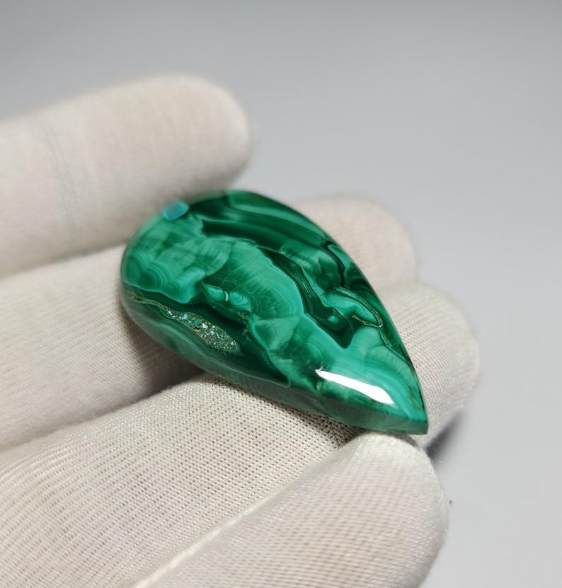 Pierre gemme malachite 40x23x6mm sans perçage pour sertissage