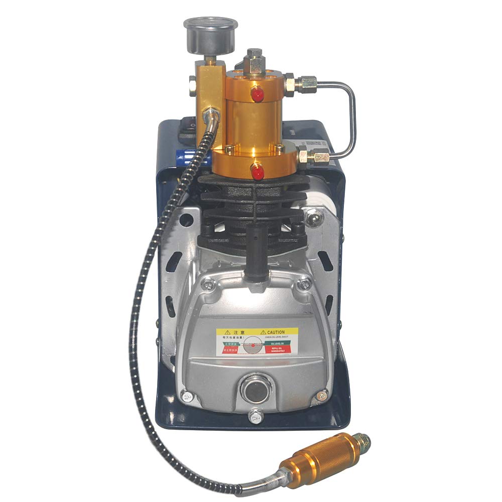 Compresseur d'air haute pression 300 bar 2800 tr/min Delivery 80 l/min 220 V Longueur du tuyau 50 cm Avec accessoires pour valves, tuyauterie et petites bouteilles haute pression, petits