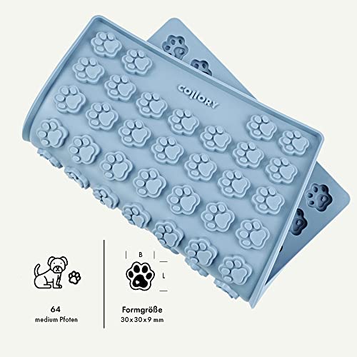 Collory Medium Pfoten (3cm) Silikon Backmatte, Hunde Tatzen, Backform für DIY Hundekekse und Leckerlis, Knochenbackform, Pralinenform, Schokoladenform, Antihaftend und Lebensmittelecht (BPA-Frei)