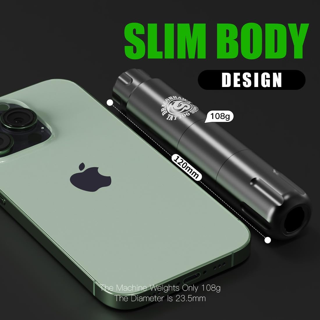 Dragonhawk S12 Kit Completo de Máquina para Tatuajes tipo Pluma Rotativa, con Batería 1100mAh, Agujas y Tinta para Profesionales y Principiantes