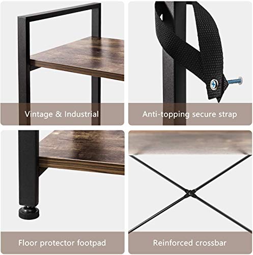 IRONCK Bookshelf, 3 Tier Ladder Shelf, Industrial Bookcase Storage Rack for Living Room, Bedroom, Farm House, Kitchen, Office Rustic Home Decor