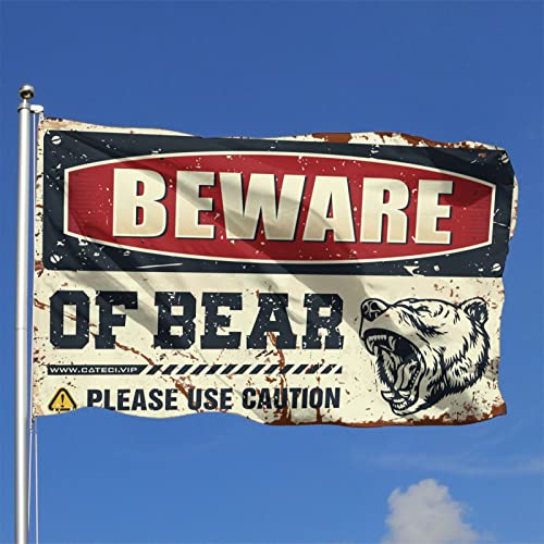 Drapeau panneau d'avertissement ours drôle déco chambre garçon 152x244 cm - 2