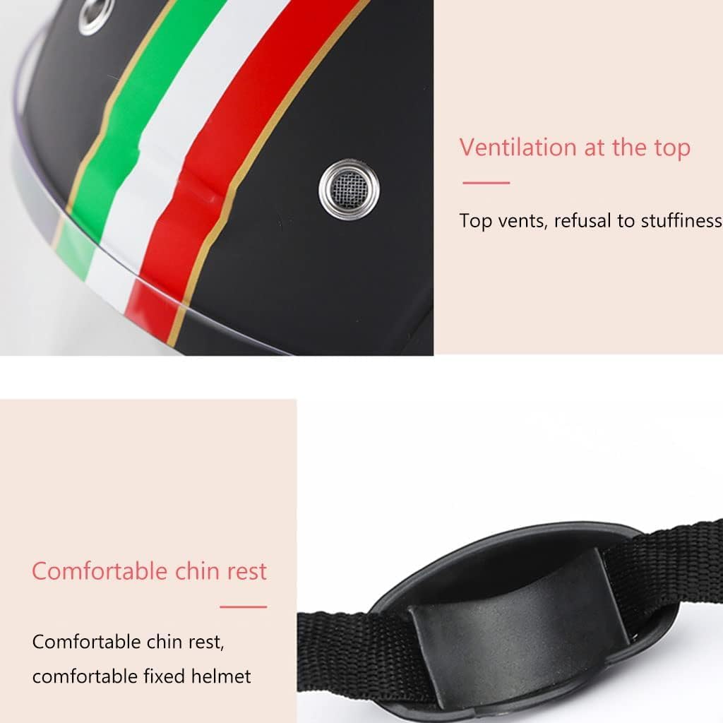 Italian Style Adult Motorcycle Vintage Half Helmets Motorbike Electric Bicycle Cruiser Scooter Touring Helmet, DOT Approved for Men and Women Open Face Moped Light-Street Retro Jet-Helmet