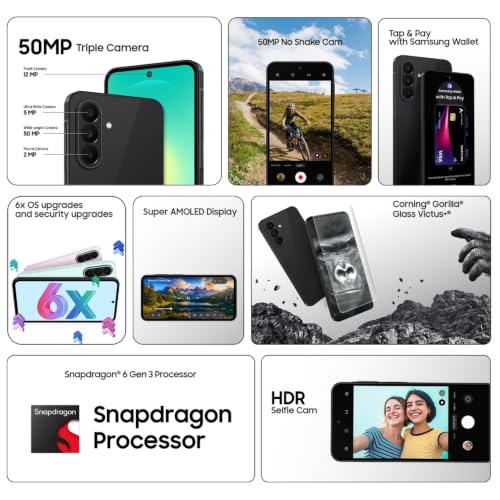 Image of Samsung Galaxy A27 5G (Black, 6GB RAM, 128GB Storage) | 50MP No Shake Triple Camera | Snapdragon 4nm Processor | LPDDR5x | UFS 3.1 Storage | 6 Gen OS Upgrades | Super AMOLED Display