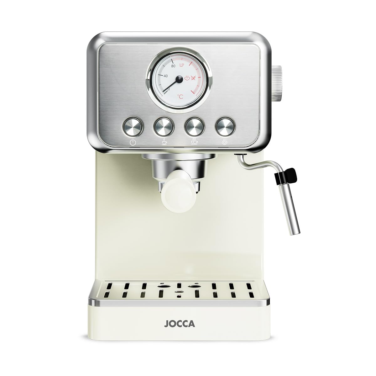 Jocca - Cafetera Espresso Retro | 15 Bar de Presión | Depósito de Agua Extraíble 1,7L | Filtro para 1-2 Tazas (40/80ml) | Bandeja de Goteo Extraíble | Protección contra Sobrecalentamiento | 1400W