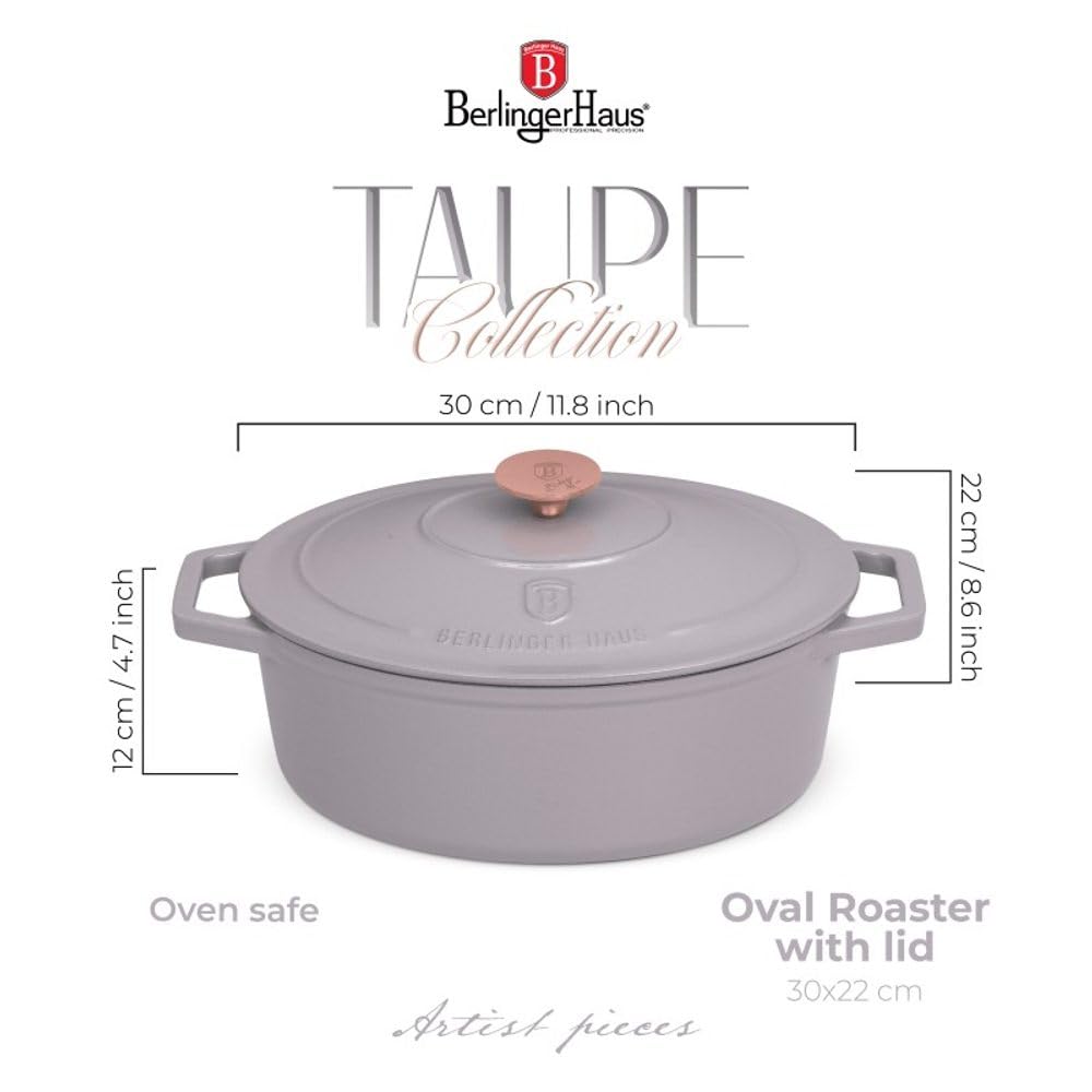Berlinger Haus Żeliwna forma do pieczenia z pokrywką 30 cm Taupe Collection BH-6541
