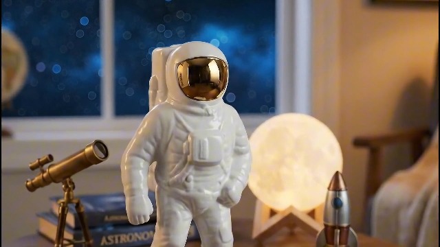 Figura decorativa astronauta de cerámica blanca 11 pulgadas miniatura 7