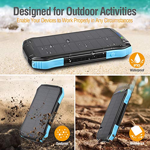 Solar Charger, ENEGON 2 Pack Outdoor Solar Panel Power Bank 12000mAh with 15 LEDs Flashlight and 2 Outputs-5V/2.1A & 1 Input for iPhone, Android Smartphones and Other Devices for Camping Hiking