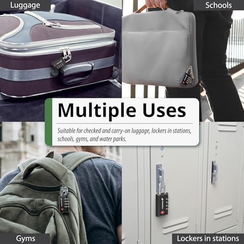 Image of Fosmon TSA Approved Luggage Locks, 4 Digit Combination Padlock, 2 Pack | Open Alert Indicator, Heavy Duty Shackle, Suitcase Lock for Travel, Backpack Zipper Anti Theft, Gym Locker Gun Case Lock