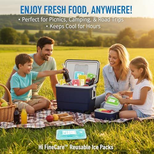 Reusable Ice Packs for Coolers - 5 Pack Freezable Gel Packs for Lunch Box, Camping, Picnic, Medical Cold Therapy - Leakproof & Long-Lasting Cold Storage by HI FINE CARE - Image 8