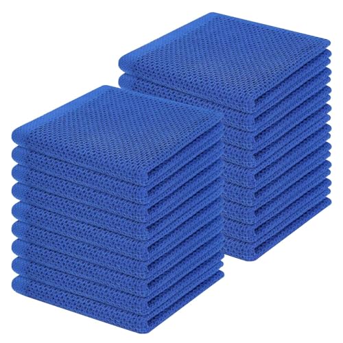 Image of Homaxy 100% Cotton Waffle Weave Kitchen Dish Cloths, Ultra Soft Absorbent Quick Drying Dish Towels, 12 x 12 Inches, 18-Pack, Blueberry