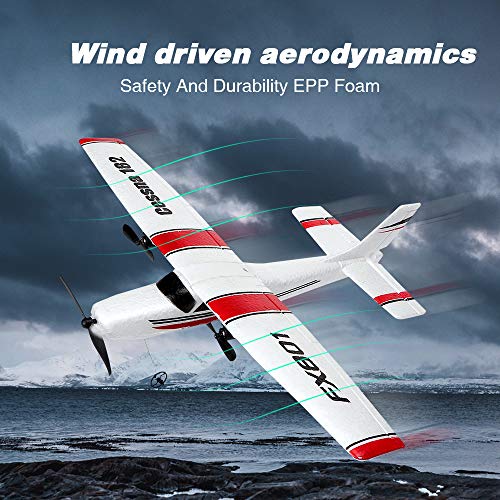 RC Plane 2.4GHz 2CH Remote Control Airplane Ready to Fly, Gliding Aircraft Model Easy to Fly for Kids Beginner with 2 Extra Batteries
