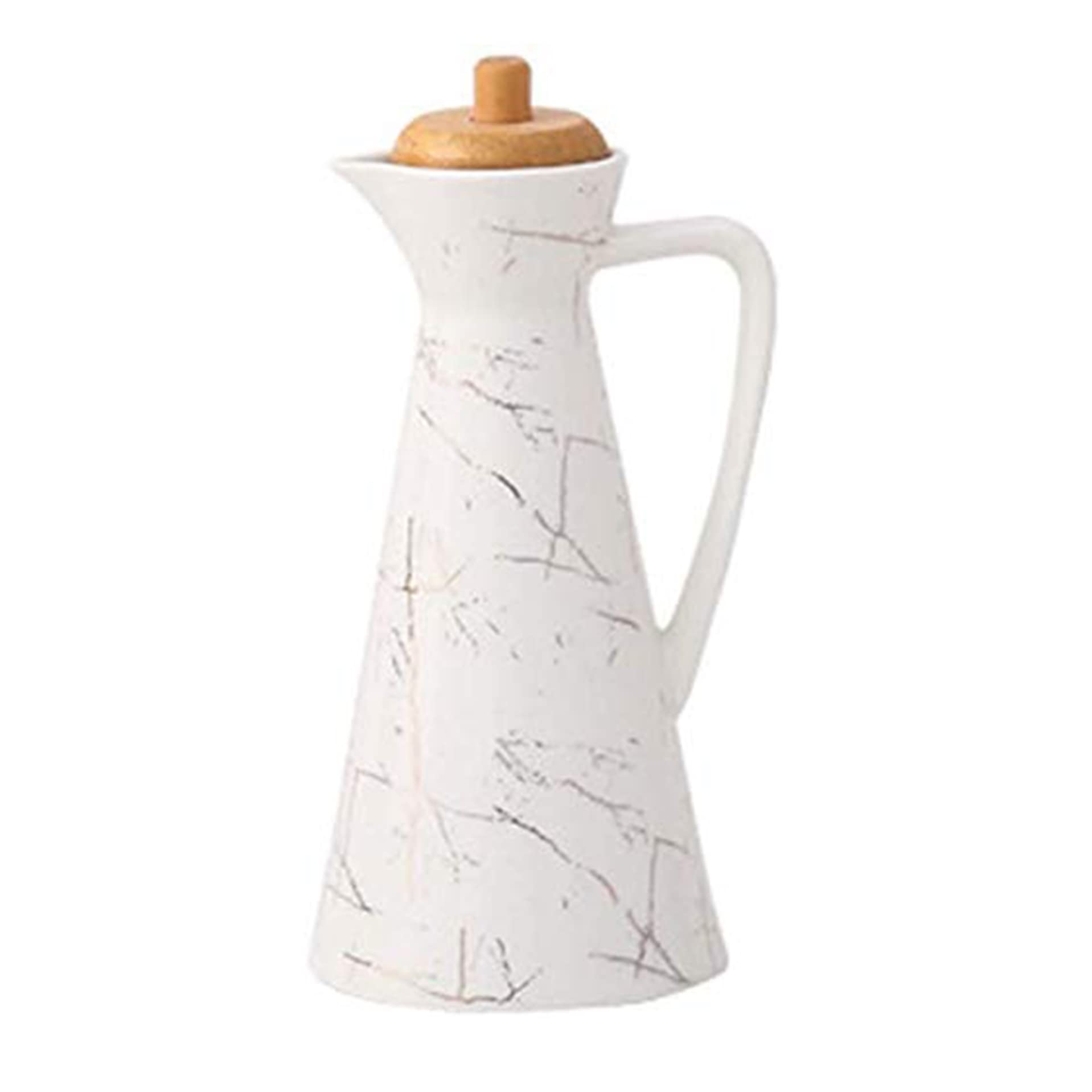 Dispensador de cerámica de Gran Capacidad Botella de Aceite de Oliva Cruet Kitchen Vinagro de Porcelana con Tapa de bambú.