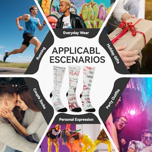 Image of Novelty Crew Socks for Unisex Wild Side with These Eye-Popping Prints 3 Pairs One Size