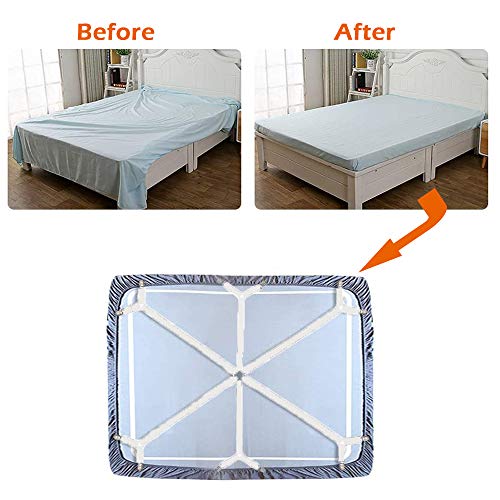 JUHONNZ Bettlakenspanner Elastische,3-Wege 6-Seiten Betttuchspanner Verstellbare Bettlakenverschlüsse Bettlaken-Verschlüsse für Allround und Vierkantmatratzen Weiß - Image 3