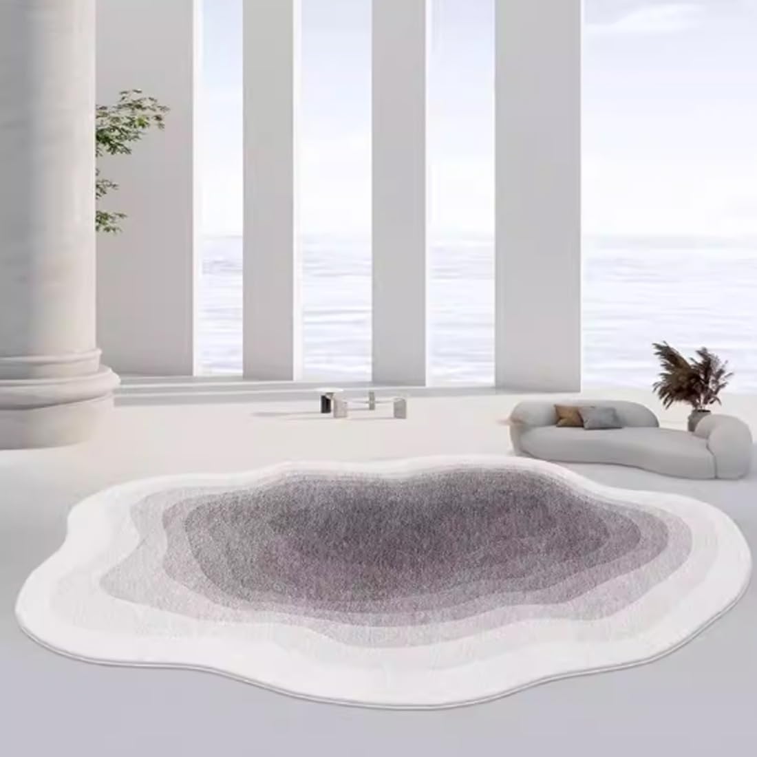 Tapis de salon de forme irrégulière gris 100x160cm au design géométrique dégradé