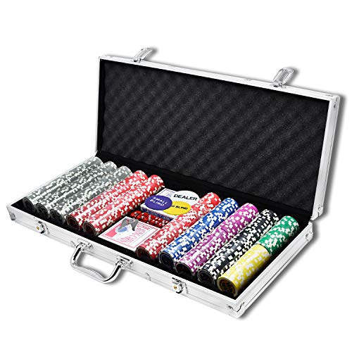 [Chips] Include 500 chip laser, 1 banchiere dealer, 1 Big Blind, 1 Little Blind, 5 dadi quadrati, 2 carte da gioco, 1 valigetta in alluminio, 2 chiavi.