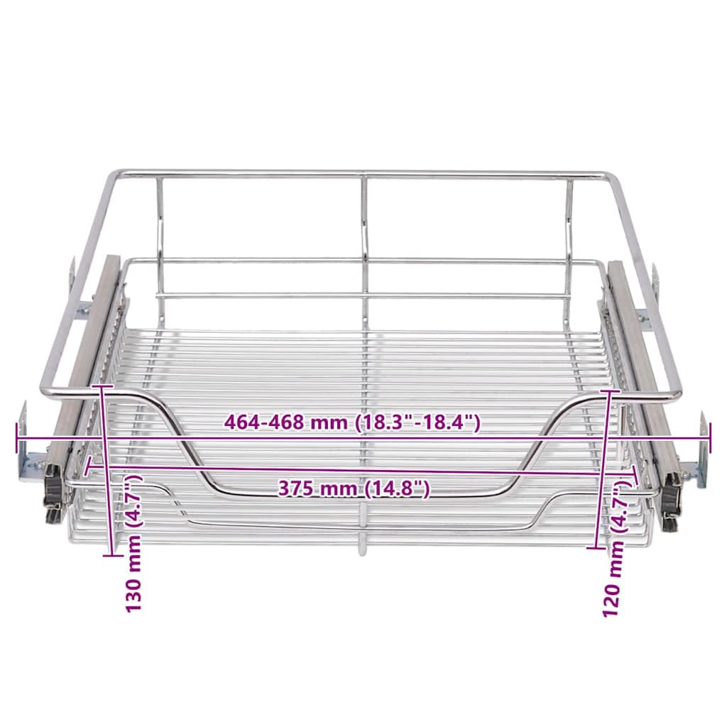 vidaXL 2x Bandejas Almacenaje Alambre Acero Cromado Extraíbles Plateado 500 mm