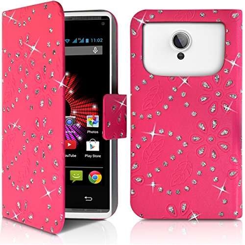 Seluxion   Funda tipo cartera para Archos 40b, diseño de diamantes, color rosa