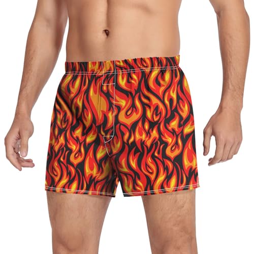 Laprad Boxer Shorts Breathable Boxer Briefs Flame Print Soft Underwear with Button Fly3