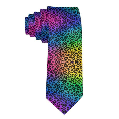 Men & Boys Casual And Formal Necktie for Wedding, Party, Business, Groomsmen, Uniform - Fashion Rainbow Colorful Leopard Print Gentlemen Tie Necktie