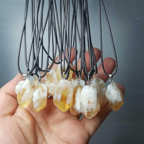 Wholesale 50-Pack Natural Crystal Pendant Citrine Raw Stone Necklace Bulk Jewelry, Yellow Crystal Quartz - Wholesale Items for Boutique (50PCS Citrine)3