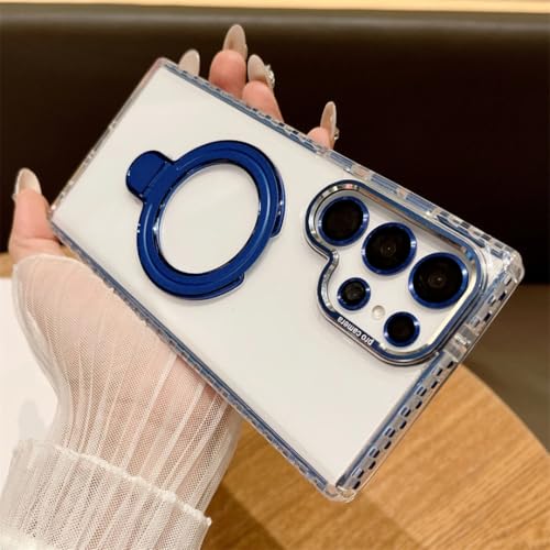 Coque Samsung S22Ultra antichoc transparente silicone bleu marine aimantée